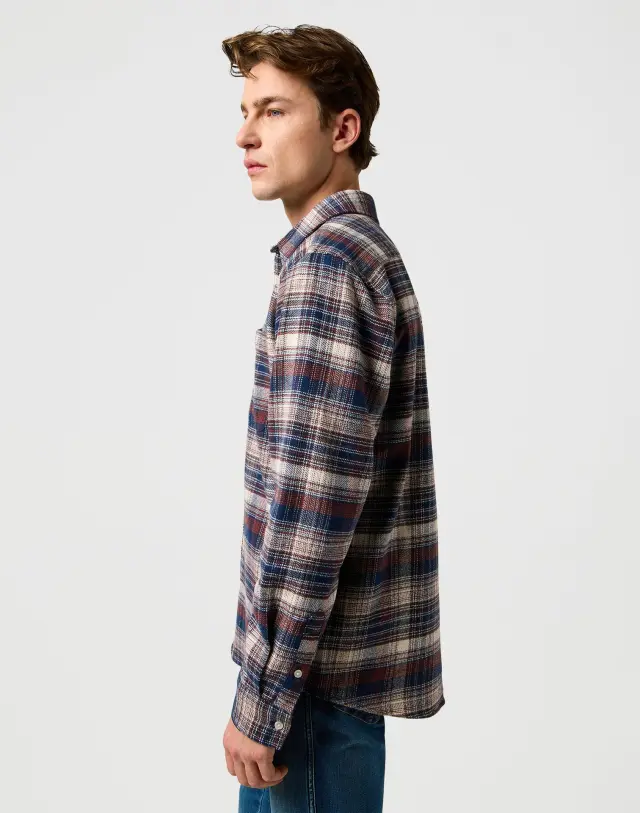 Wrangler Ανδρικό Πουκάμισο Καρό 112371556 – Navy Birch - S 2