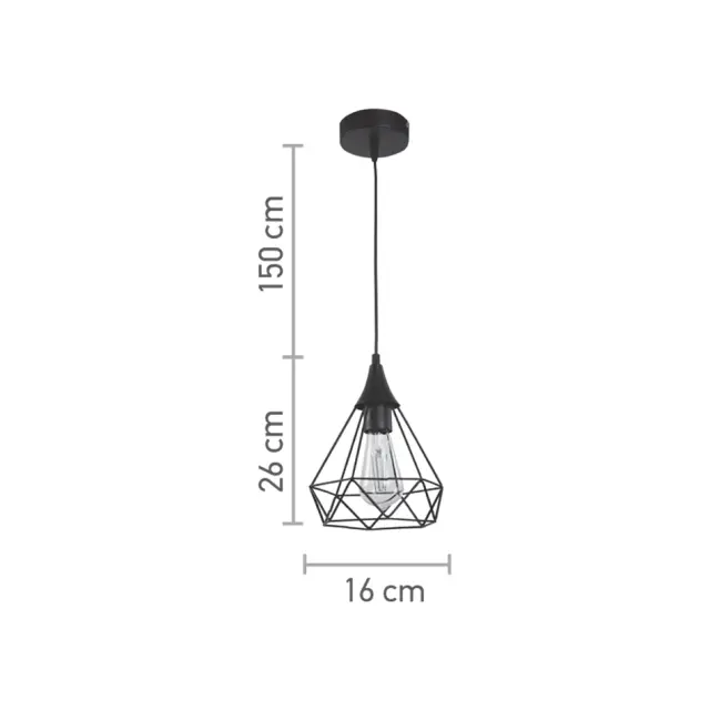 InLight Κρεμαστό φωτιστικό από μαύρο μέταλλο 1XE27 D:16cm (4024-BL) 2