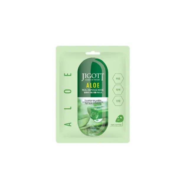 Jigott Aloe Mask Υφασμάτινη Μάσκα Προσώπου Ενυδάτωσης & Καταπράυνσης 27ml