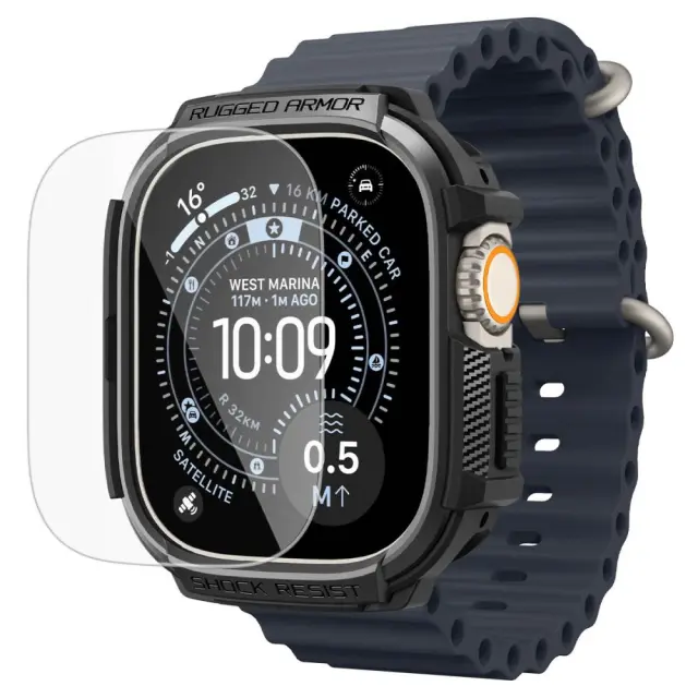SPIGEN RUGGED ARMOR & TEMPERED GLASS APPLE WATCH ULTRA 1 / 2 / 3 (49 MM) MATTE BLACK 3