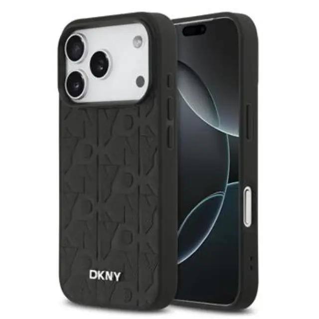 DKNY PU Leather Grid Pattern Magsafe Case for iPhone 17 Pro Black