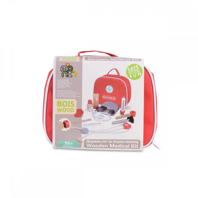 Moni Toys Ξύλινο Σετ Γιατρού με Τσάντα 10τμχ 3+ Ετών 3