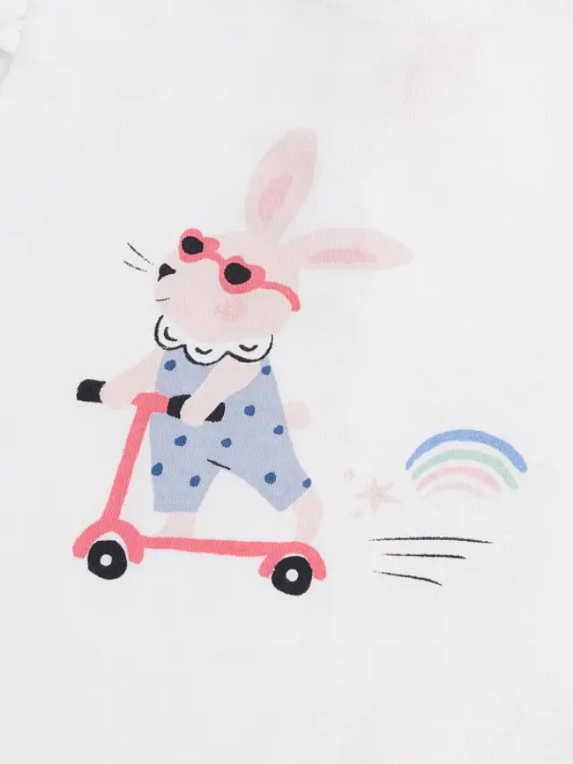Βρεφική Μπλούζα για Κορίτσια Rabbit Ride ΛΕΥΚΟ 2