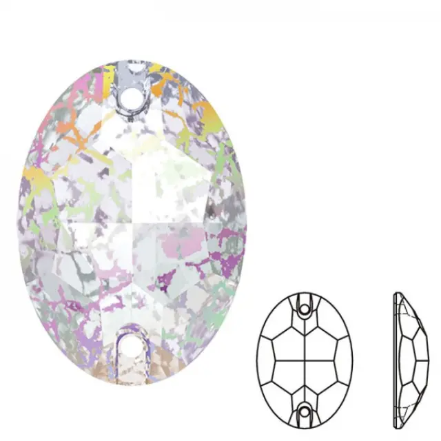 Swarovski 3210 Sew-On Oval Crystal White Patina 16x11mm - 2τεμ