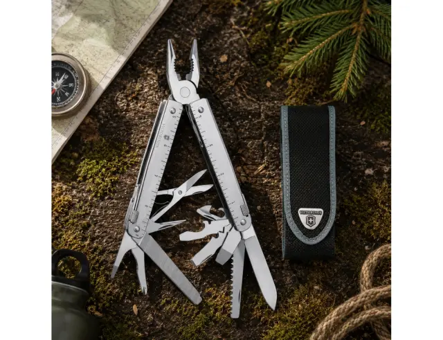 Ελβετικό Πολυεργαλείο Victorinox Swiss Tool X με θήκη ζώνης, 26 λειτουργίες και μήκος 11.5cm - Silver3.0327.N