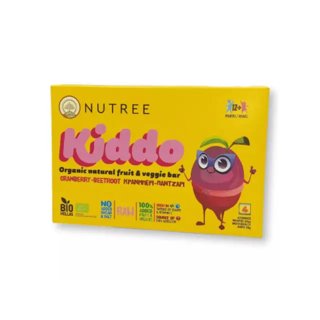 Nutree Kiddo Veggie Bar με Γεύση Κράνμπερι & Παντζάρι Χωρίς Ζάχαρη για 12+ μηνών, 4x30gr