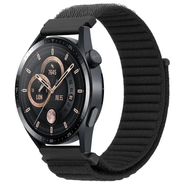 Nylon Wave Texture Λουράκι για Smartwatch 22mm-Black OEM