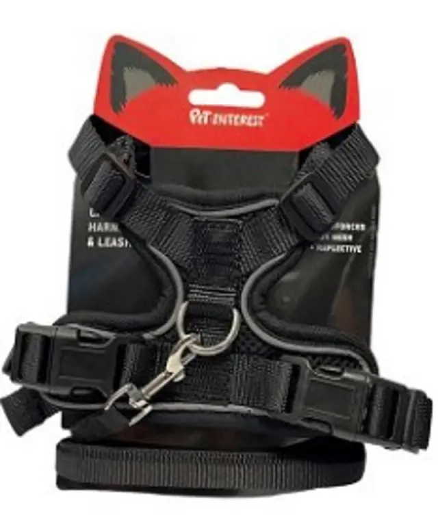 Pet Interest Επιστήθιο H Harness & Οδηγός για Γάτες Μάυρο/Small Μαύρο