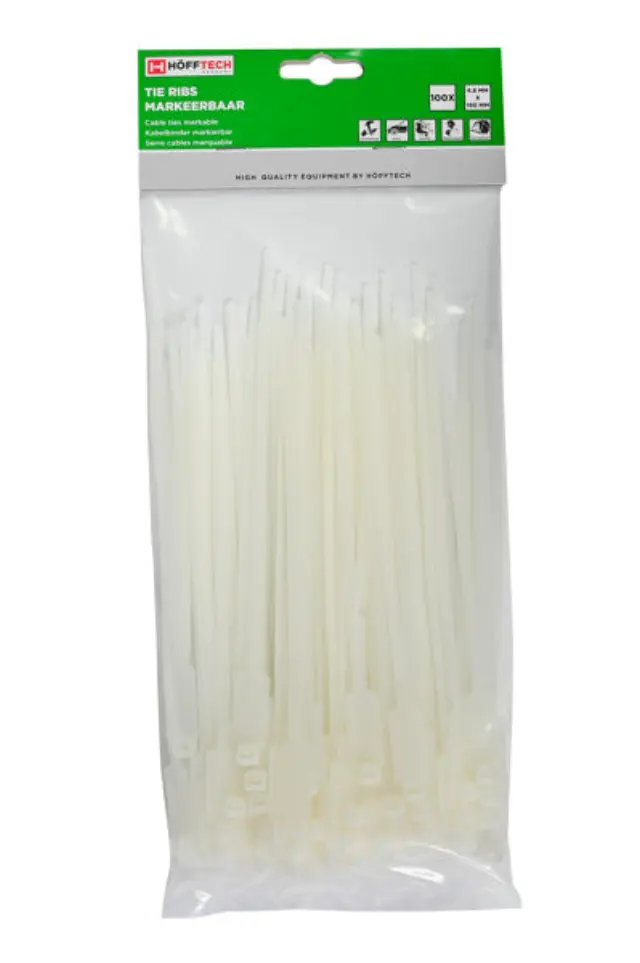 Cable ties markable 4.8 x 190 mm 100 pieces white