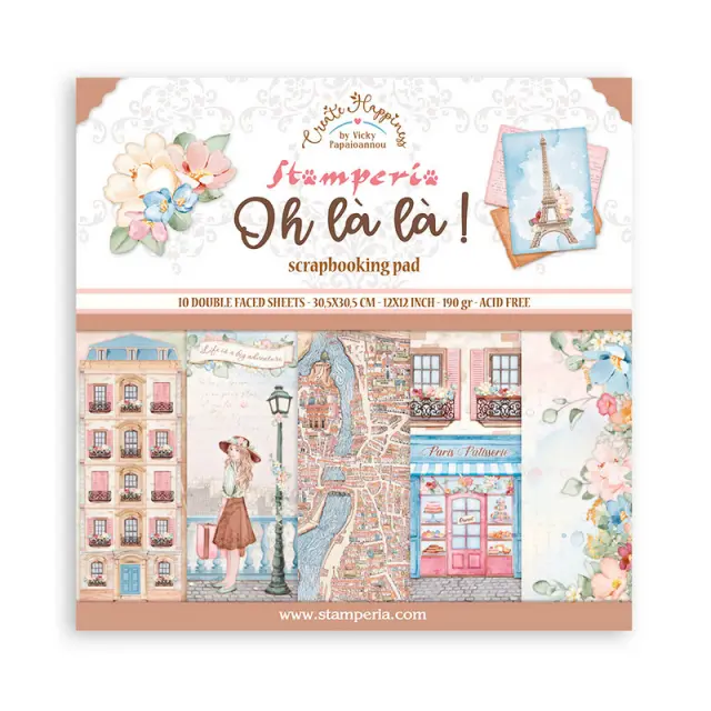Χαρτιά scrapbooking 10τεμ, 30.5×30.5cm Stamperia, Oh la la