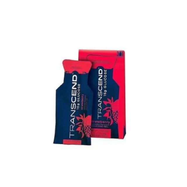Menarini Transcend Glucose Gel Ζελέ Γλυκόζης Φράουλα, 15 Φακελάκια * 15gr