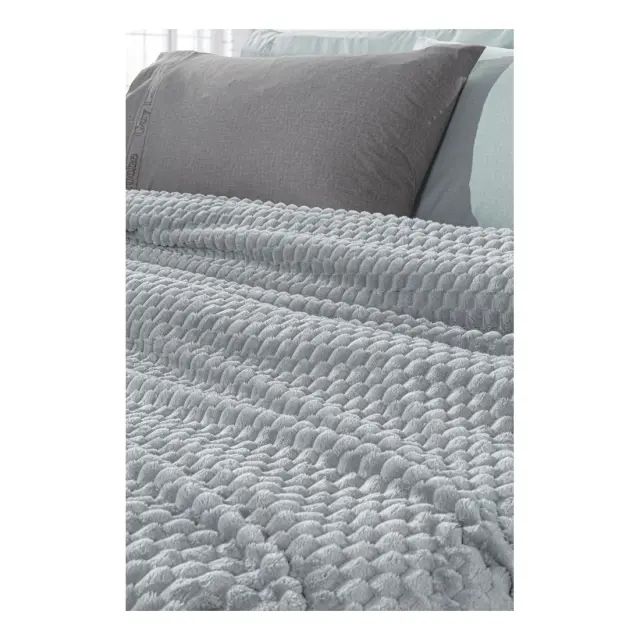 Σετ Κουβέρτα Fleece Μονή και Μαξιλαροθήκη Διακόσμησης Guy Laroche Smoothie Silver 160x220 3