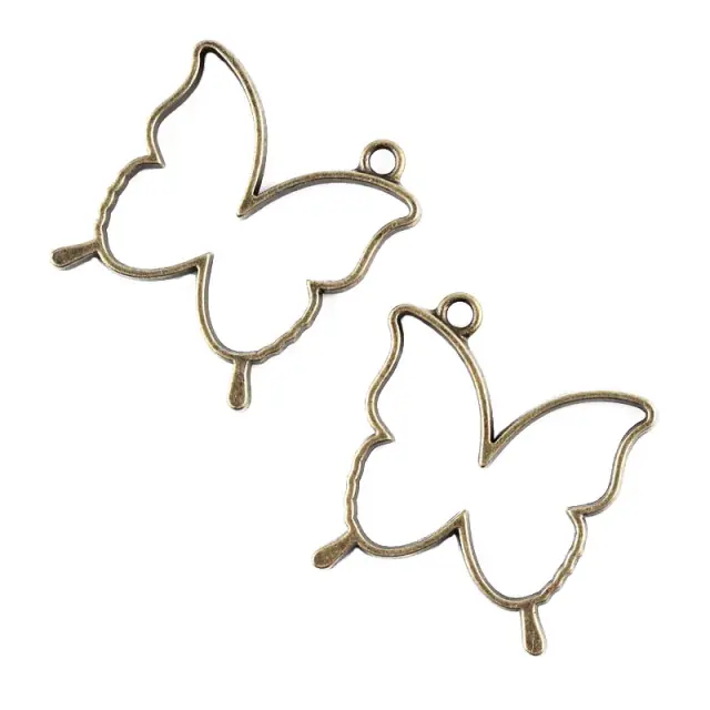 Μεταλλικό Κρεμαστό Open Back - Butterfly - 35x32x3.5mm - Antique Bronze - 4τεμ