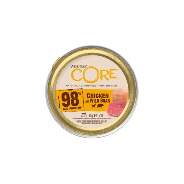 Wellness Core Cat Adult Πατέ 98% Κοτόπουλο & Αγριογούρουνο 85gr Μονόχρωμο