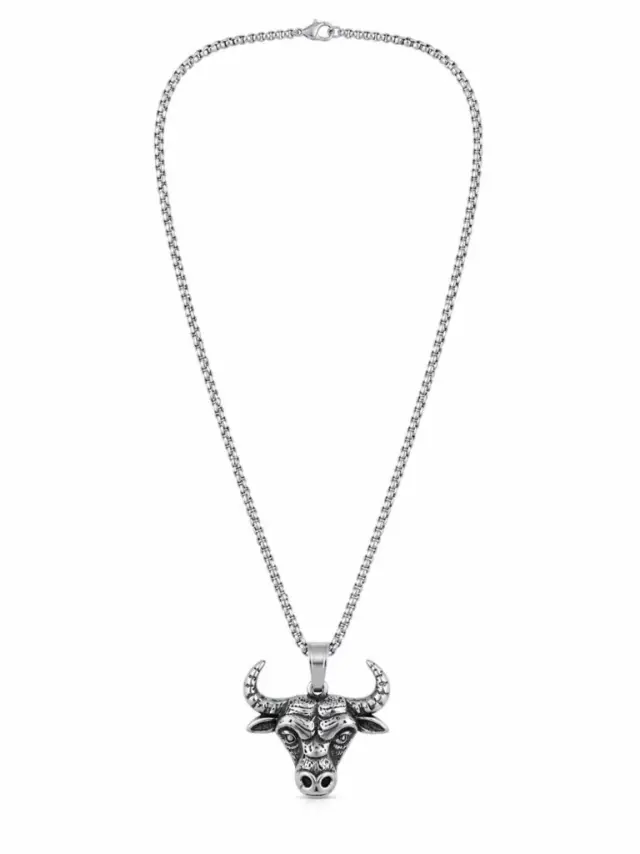Ghetto Bull Head Stainless Steel Necklace – Silver Chain 55cm 3