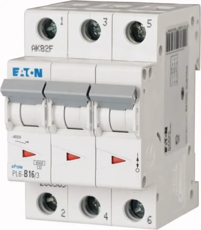 PL6-B16/3 Miniature circuit breaker (MCB), 16 A, 3p, characteristic: B