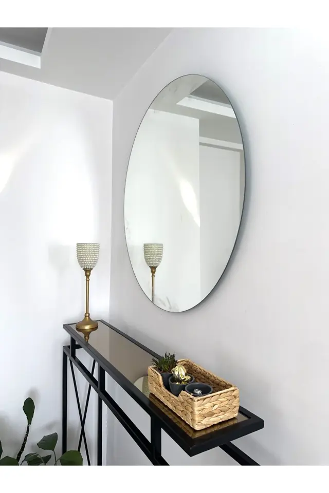 Stewehome Στρογγυλός καθρέφτης χωρίς πλαίσιο 80 cm Λευκό 77x1.5x1.5 cm 2