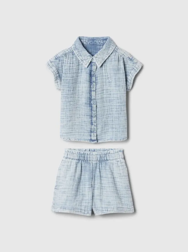 Μπλε babyGap Crinkle Gauze Two-Piece Σύνολο Σετ medium wash - 5YRS