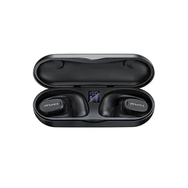 Awei T69 Air Conduction Bluetooth Handsfree Ακουστικά με Θήκη Φόρτισης Μαύρα 3
