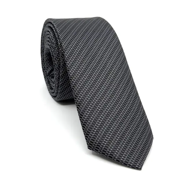 Γκρι Σχεδιαστική Γραβάτα Microfiber Σετ με Μαντηλάκι 3
