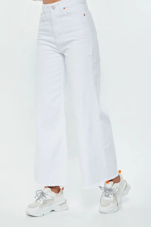 Παντελόνι Jean Wide Leg Ψηλόμεσο Μπεζ 2