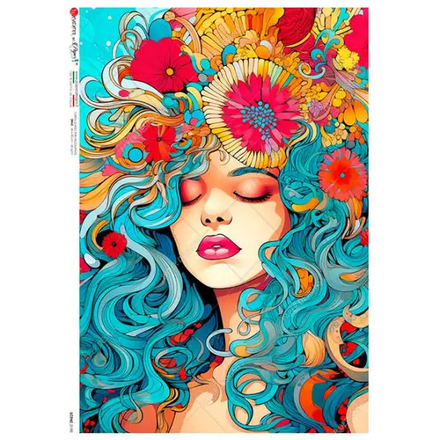 Ριζόχαρτο για Decoupage PaperD, Πολύχρωμο πορτρέτο 1, A4 22x32cm