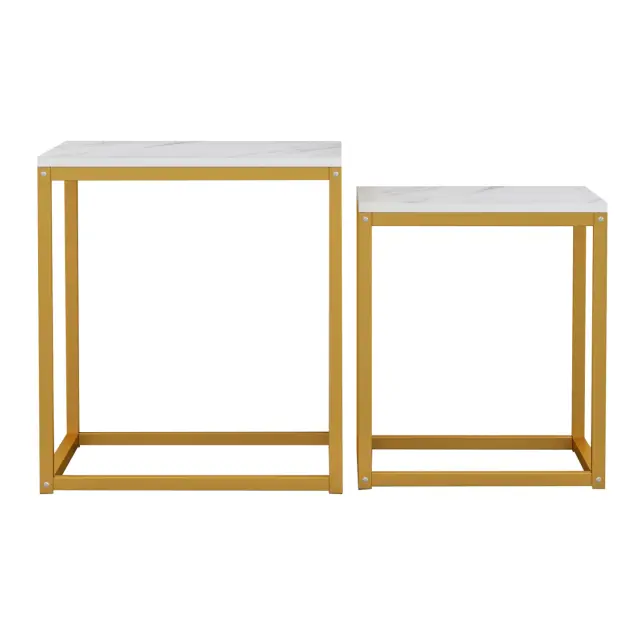 ΖΙΓΚΟΝ GRELAY 2 ΤΕΜ MDF ΟΨΗ ΜΑΡΜΑΡΟΥ & ΜΕΤΑΛΛΟ FB98762.11 45Χ45Χ50εκ. & 37Χ37Χ43 εκ. 3