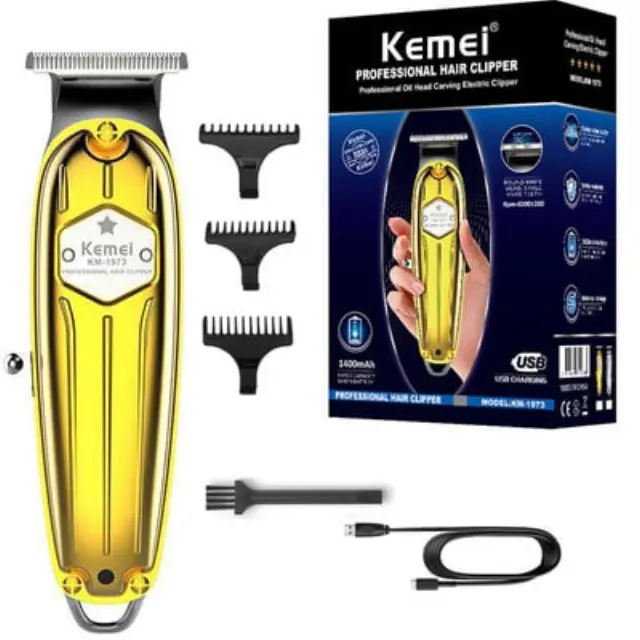 Kemei Επαναφορτιζόμενη Κουρευτική Μηχανή Χρυσή KM-1973 2
