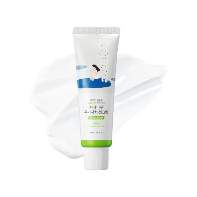 Round Lab Birch Juice Moisturizing Mild Up Sunscreen φυσικό αντηλιακό ειδικά σχεδιασμένο για τα πιο ευαίσθητα δέρματα 50ml