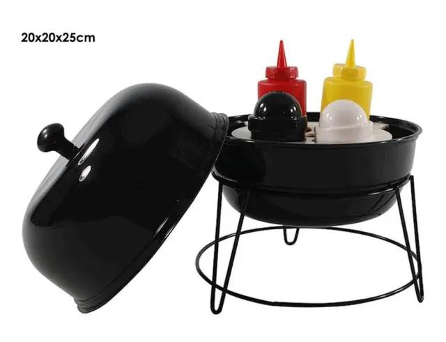 Σετ δοχείων μπαχαρικών και σάλτσας BBQ FOODTRUCK (22271158) 5 τεμάχια, Μεταλλική βάση, πλαστικά δοχεία, 20x20x25cm, Μαύρο 22271158