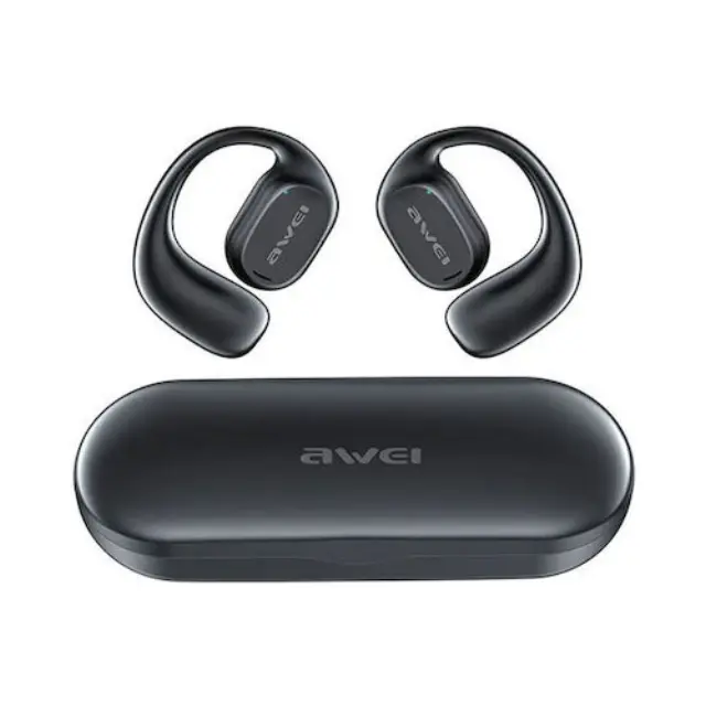 Awei T69 Air Conduction Bluetooth Handsfree Ακουστικά με Θήκη Φόρτισης Μαύρα