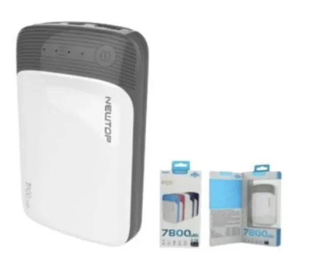 NEWTOP Powerbank PB19 7800mAh ΛΕΥΚΟ-ΓΚΡΙ