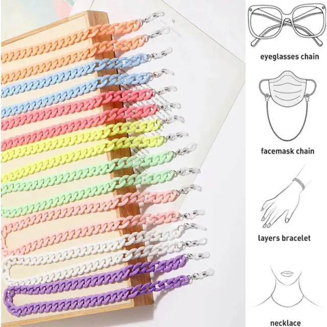 Ακρυλική Αλυσίδα 65cm Γυαλιών – Μάσκας Rainbow - Λαχανί 2