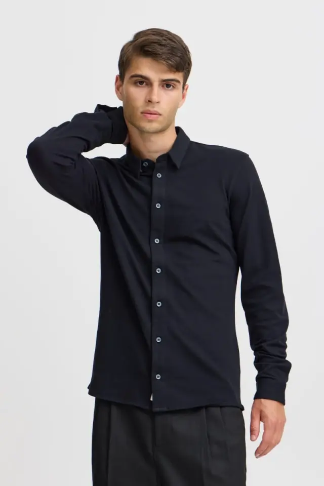Casual Friday Ανδρικό Pique Πουκάμισο 20505281 – Black - XXL