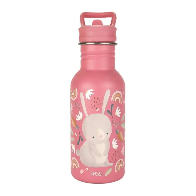 Sassi Ανοξείδωτο Παγούρι με Καλαμάκι 500ml Fluffy The Rabbit