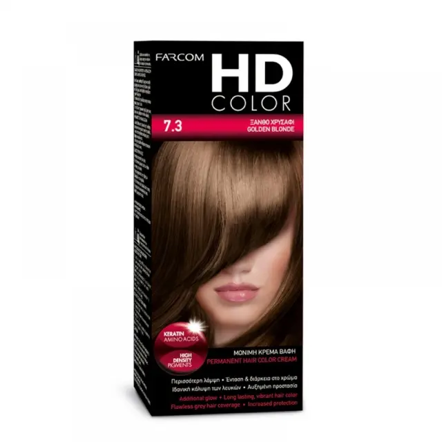 Farcom Βαφή Μαλλιών HD Color No 7.3 Ξανθό Χρυσαφί 60ml