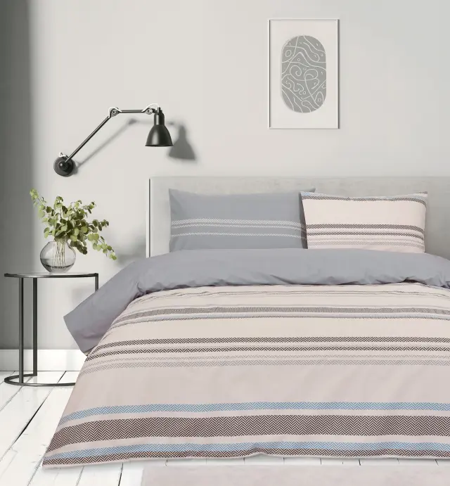 Σετ Παπλωματοθήκη 225x245 Υπέρδιπλη Kocoon Talon Beige-Gray 100% βαμβακερό