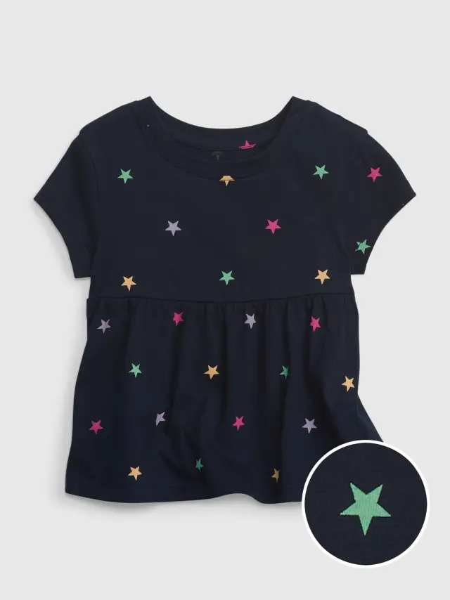 Μπλε Νηπιακό Οργανικό Βαμβάκι Mix and Match Peplum Τοπ blue galaxy - 12-18M