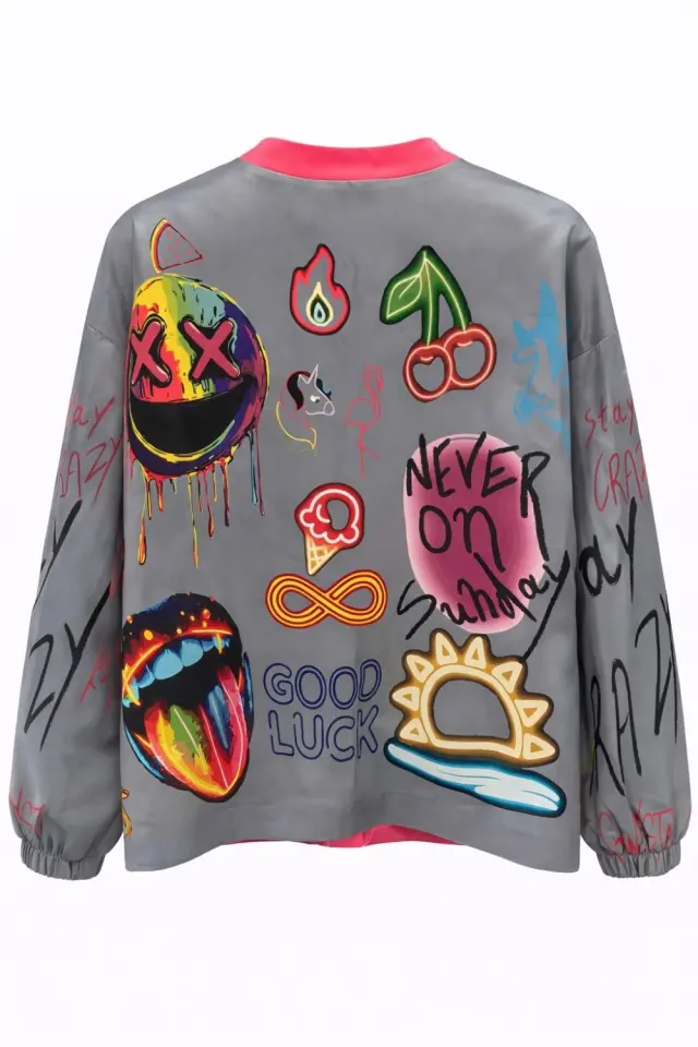 Never On Sunday “No Bad Vibes” Jacket (151065012-DARK-GREY) - M 2