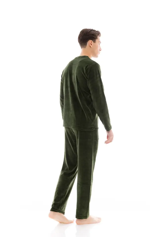 WN-M201 - Oil Green - PYJAMA VELVET V-NECK - XXL 3