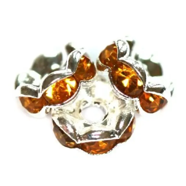 Χάντρα Spacers Ring 6mm με Zircons Topaz - 5τεμ