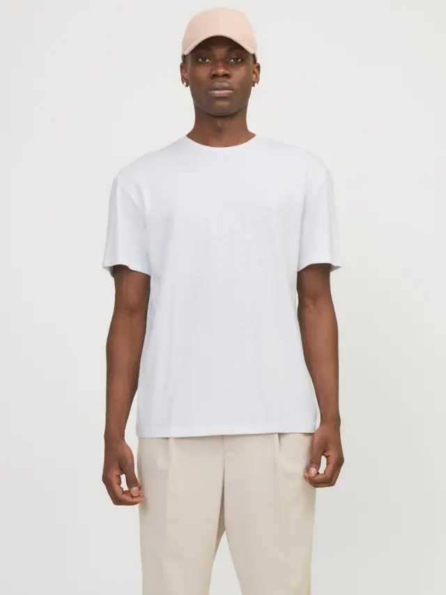JPRCC SOFT LINEN BLEND SS TEE bright white 3