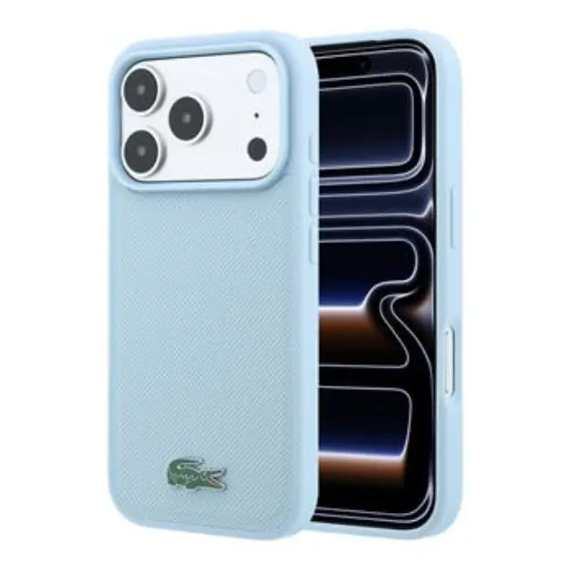 Lacoste PVC Iconic Petit Pique Metal Logo MagSafe Case for iPhone 18 Pro Max Blue
