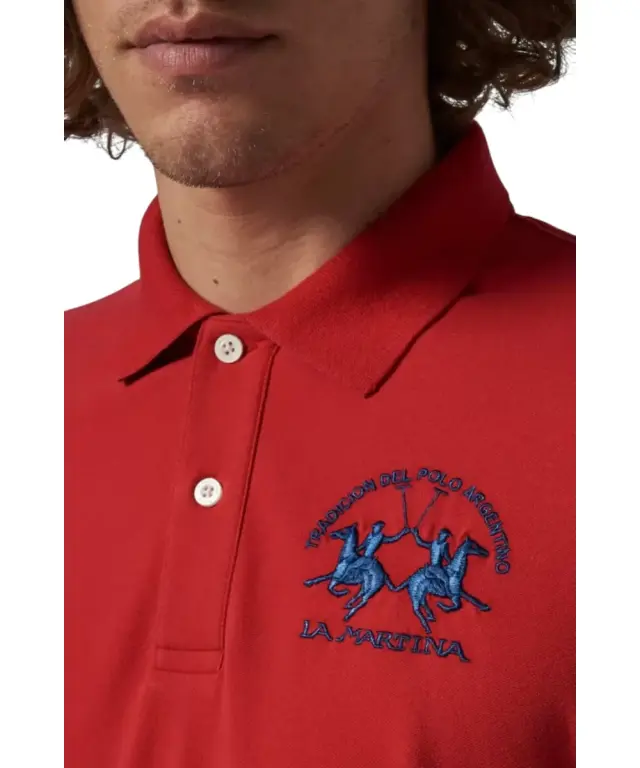 La Martina - Ανδρικό Κοντομάνικο Polo Regular Fit CCMP01-PK001-06008 Κόκκινο - L 3