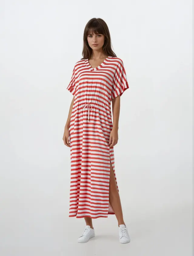 S766 - Coral - LOUNGEWEAR STRIPES LONG