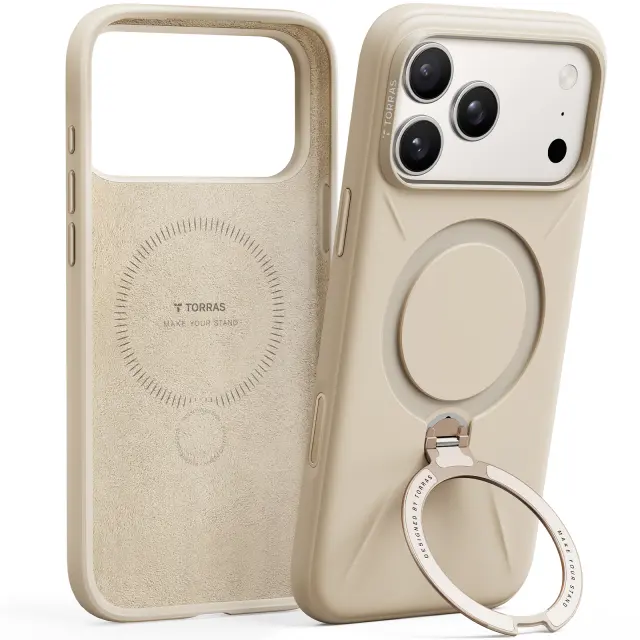 Torras Ostand Q3 Silicone, dessert gold - iPhone 17 Pro 2