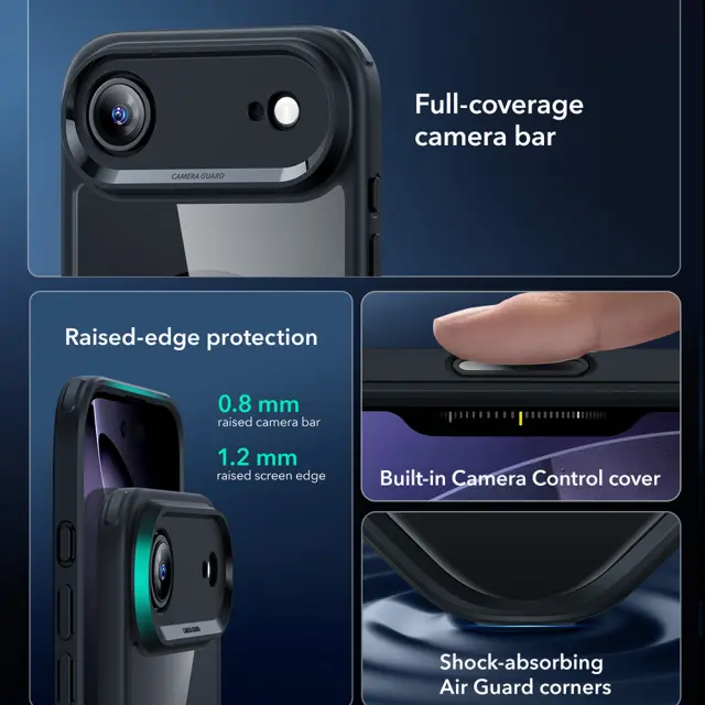 ESR - Classic Hybrid HaloLock (Camera Control) - iPhone Air - Clear Black 2