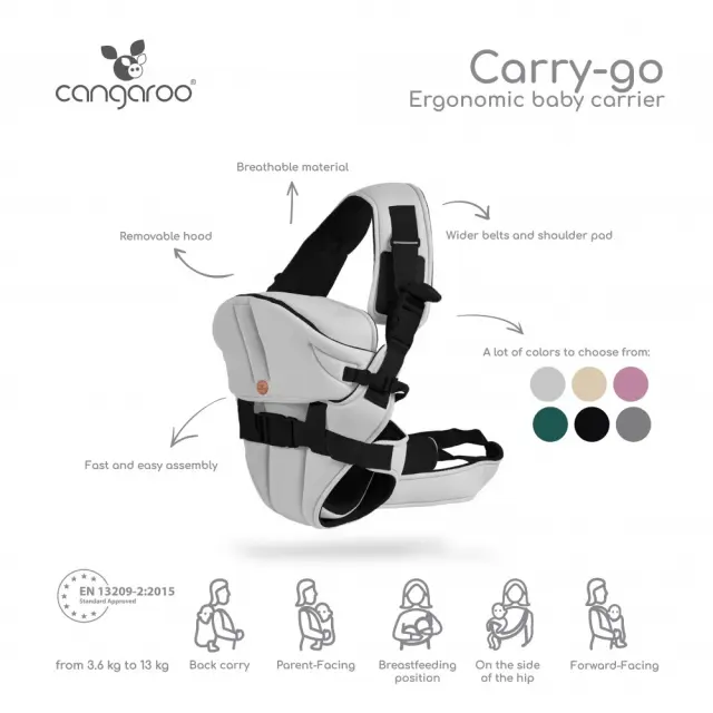 Cangaroo Μάρσιπος 6 σε 1 "Carry Go - Light grey" 2
