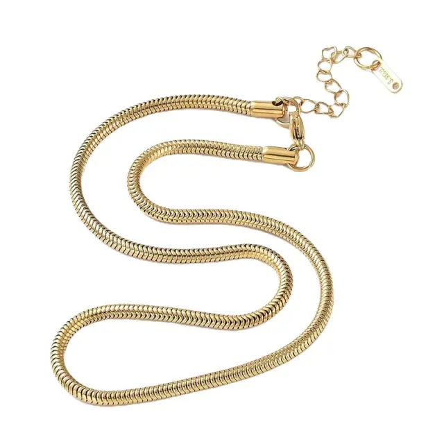 Αλυσίδα Κολιέ Snake 3mm Έτοιμη 40cm με Κούμπωμα Καβουράκι - Ανοξείδωτο Ατσάλι 304 Real 18K Gold Plated - 1τεμ