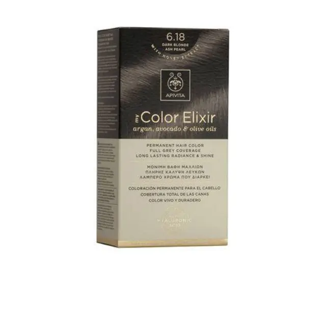 Apivita My Color Elixir Μόνιμη Βαφή Μαλλιών με Έλαιο Ελιάς, Argan και Αβοκάντο 6.18 Ξανθό Σκούρο Σαντρέ